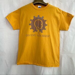 Mens T shirt Bold Invent Yourself yellow medium
